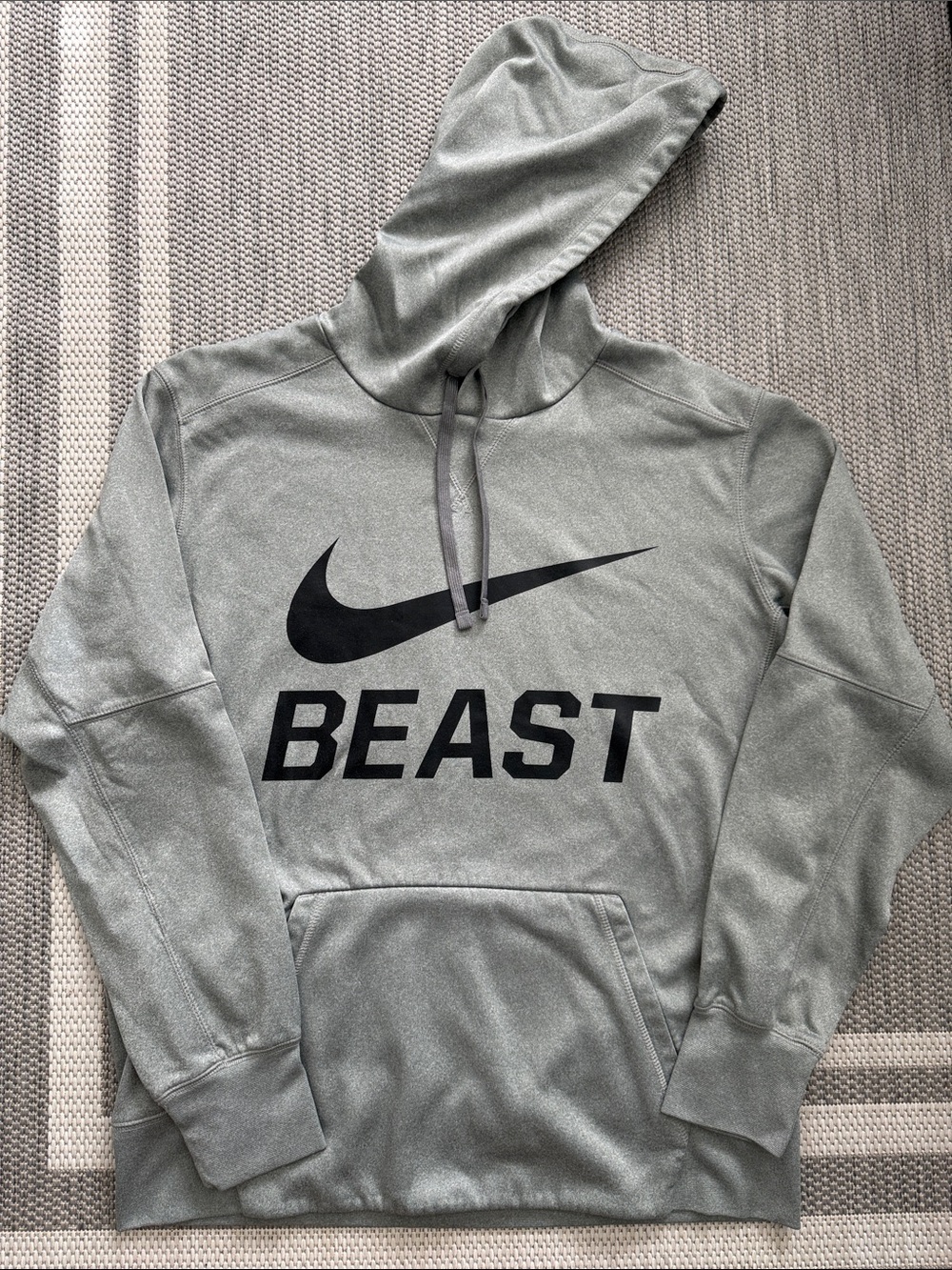 Nike Gray 'BEAST' Pullover Hoodie with Black Swoosh